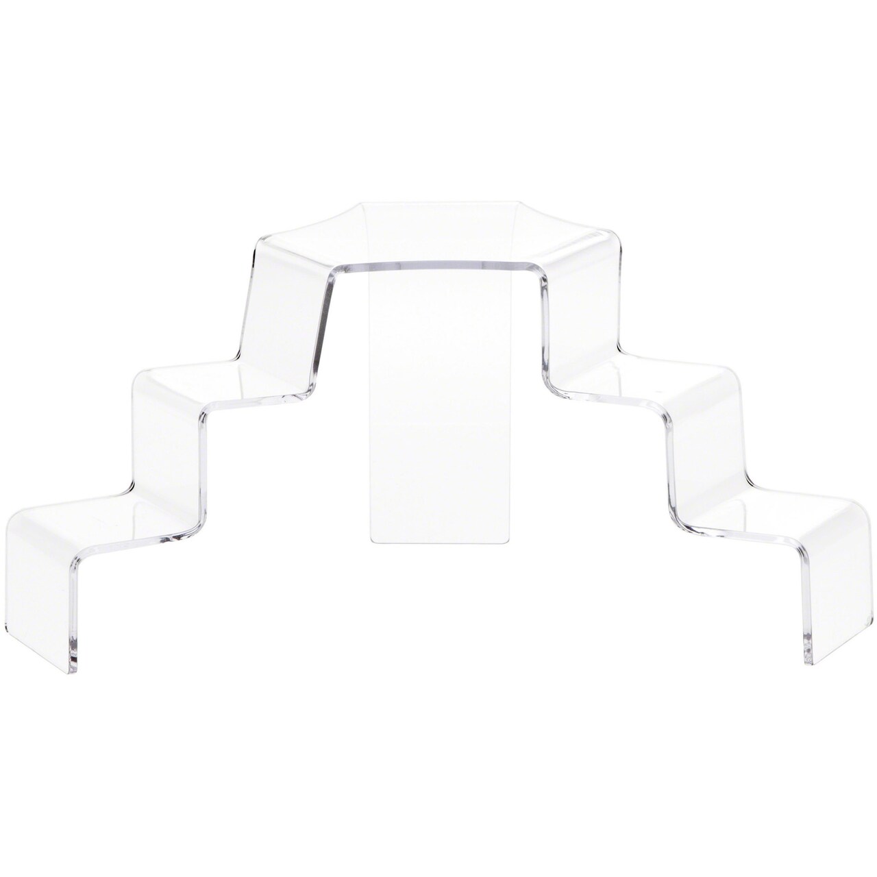 Plymor Clear Acrylic 3-Step, 2-Sided Stair Display Riser 5.25" H x 11.5" W x 6.5" D